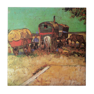 Carreau En Céramique Campement de Gitans avec Caravanes, Van Gogh