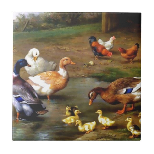 Carreau En Céramique Canards et canetons (Devant)