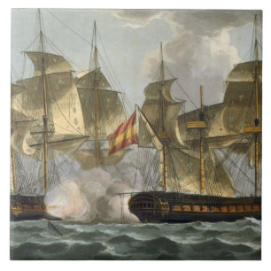 Carreau En Céramique Capture du Mahonesa, le 13 octobre 1796, engrav