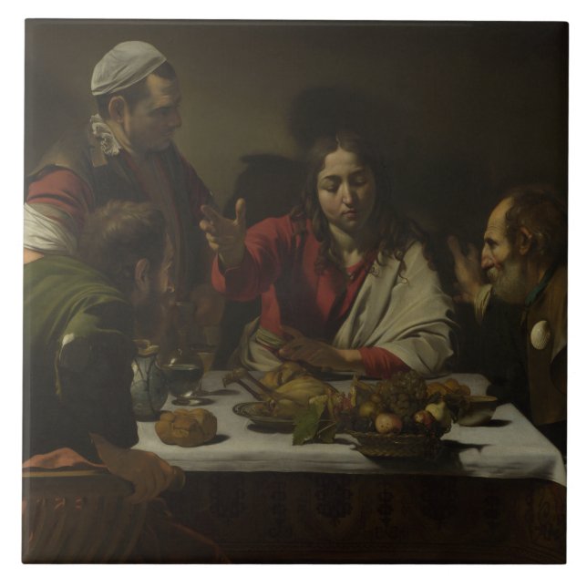 Carreau En Céramique Caravaggio - dîner chez Emmaus (Devant)