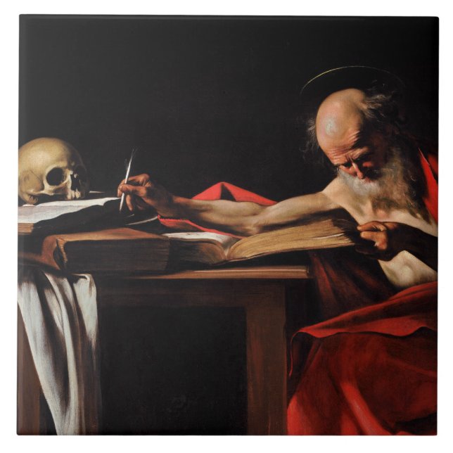 Carreau En Céramique Caravaggio - Écriture Saint Jérôme (Devant)