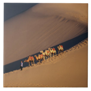 Carreau En Céramique Caravane de chameaux dans le désert, Dunhuang, Gan