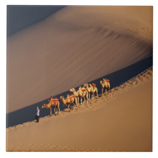 Carreau En Céramique Caravane de chameaux dans le désert, Dunhuang, Gan (Devant)