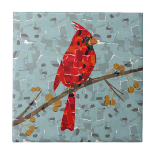 Carreau En Céramique Cardinal Rouge, l'oiseau de Noël