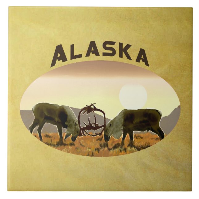 Carreau En Céramique Caribou Duel - Alaska (Devant)