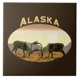 Carreau En Céramique Caribou Duel - Alaska