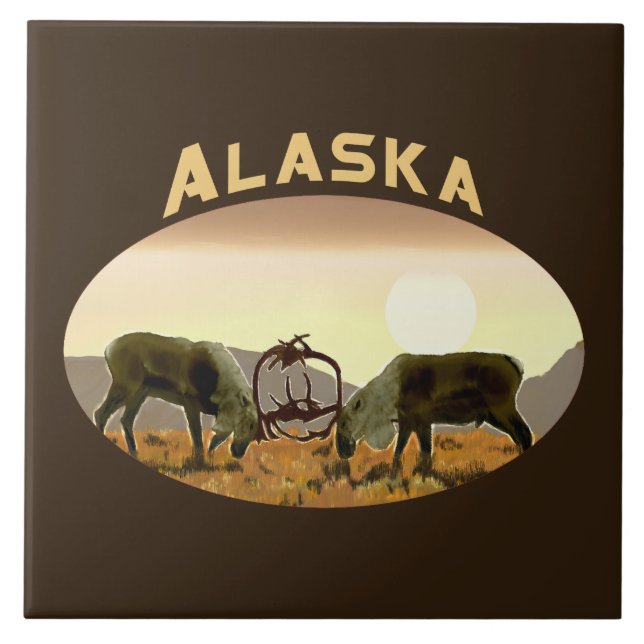 Carreau En Céramique Caribou Duel - Alaska (Devant)