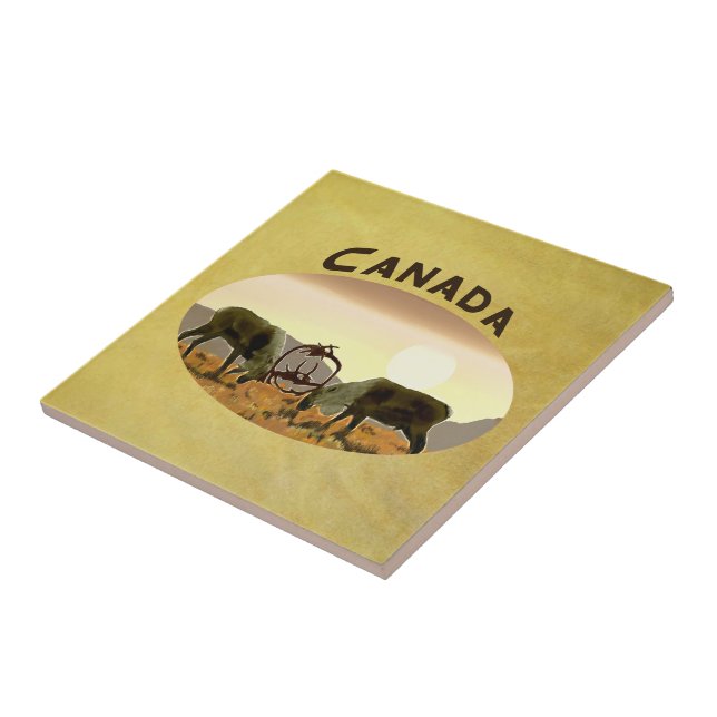 Carreau En Céramique Caribou Duel - Canada (Côté)