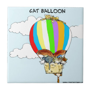 Carreau En Céramique Caricature amusante des chats volants