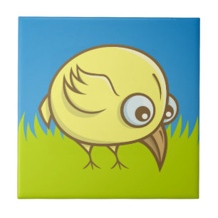 Carreau En Céramique Caricature d'oiseau jaune