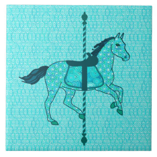 Carreau En Céramique Carousel Horse - Turquoise et Aqua