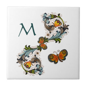 Carreau En Céramique Carreau de céramique de monogramme floral