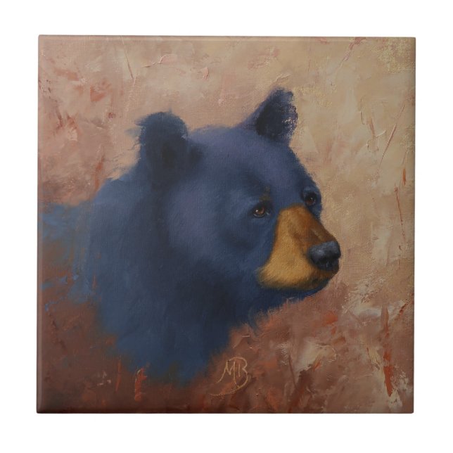 Carreau En Céramique Carreau de céramique de portrait d'ours noir (Devant)