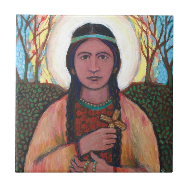 Carreau En Céramique Carreau de céramique de St Kateri Tekakwitha (Devant)
