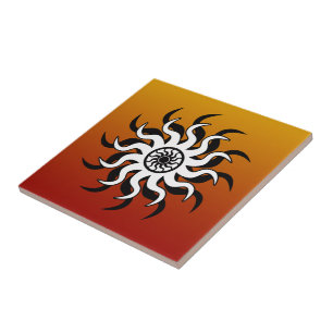 Carreau En Céramique Carreau de céramique de Sun de conception tribale