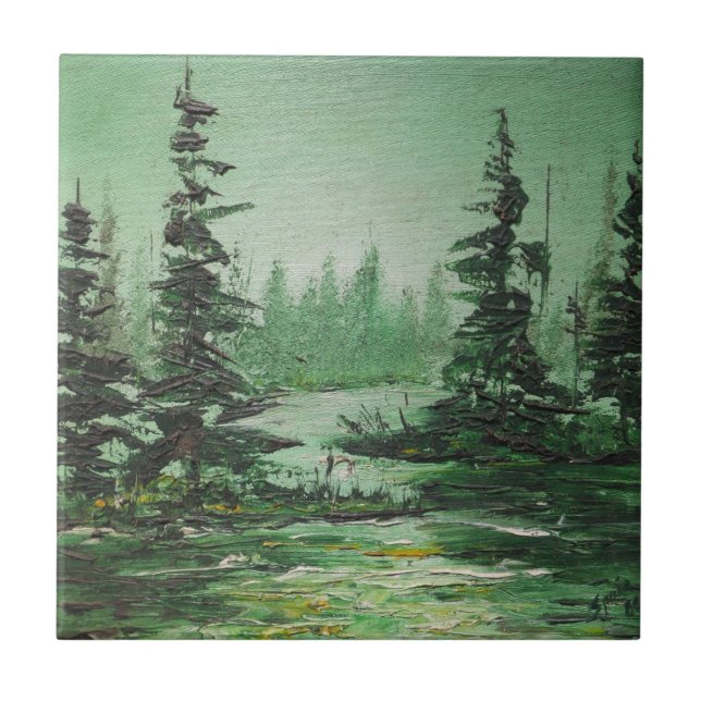 Carreau En Céramique Carrelage Ann Hayes Peinture Forêt Verte (Devant)