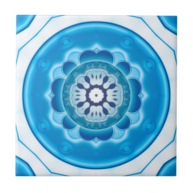 Carreau En Céramique Carrelage bleu turquoise géométrique (Devant)