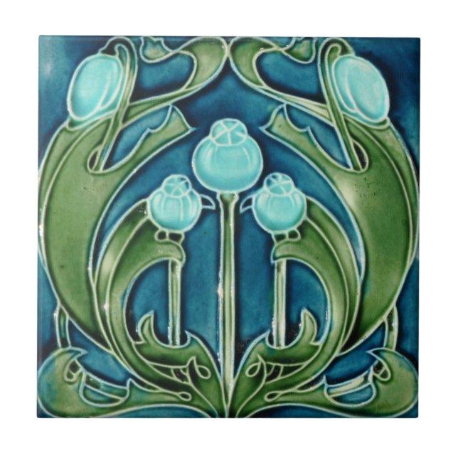 Carreau En Céramique Carrelage - Bleus Art Nouveau (Devant)