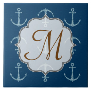 Carreau En Céramique Carrelage d'affichage Monogramme de voile Ancre na