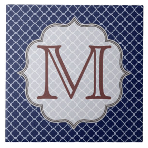Carreau En Céramique Carrelage d'affichage Monogramme en latte bleu mar