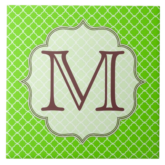 Carreau En Céramique Carrelage d'affichage Monogramme en latte vert cit (Devant)