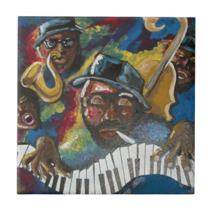 Carreau En Céramique Carrelage d'art populaire afro-américain Jazz Blu