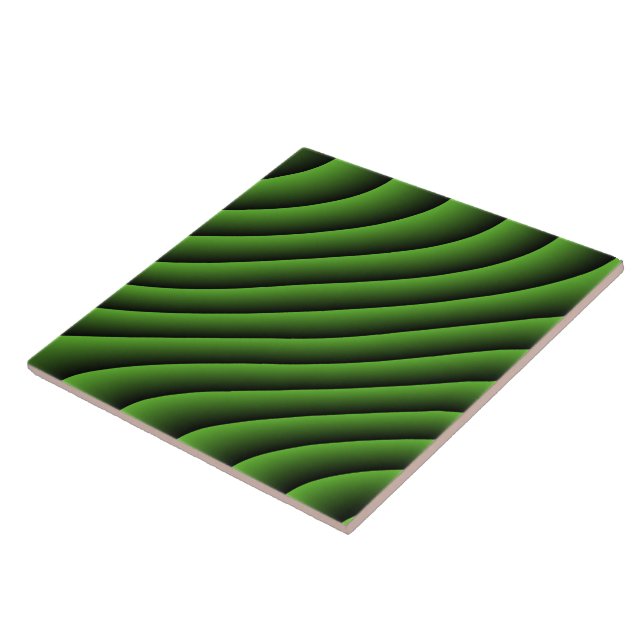 Carreau En Céramique Carrelage de lignes ondulées vert hypnotique (Côté)