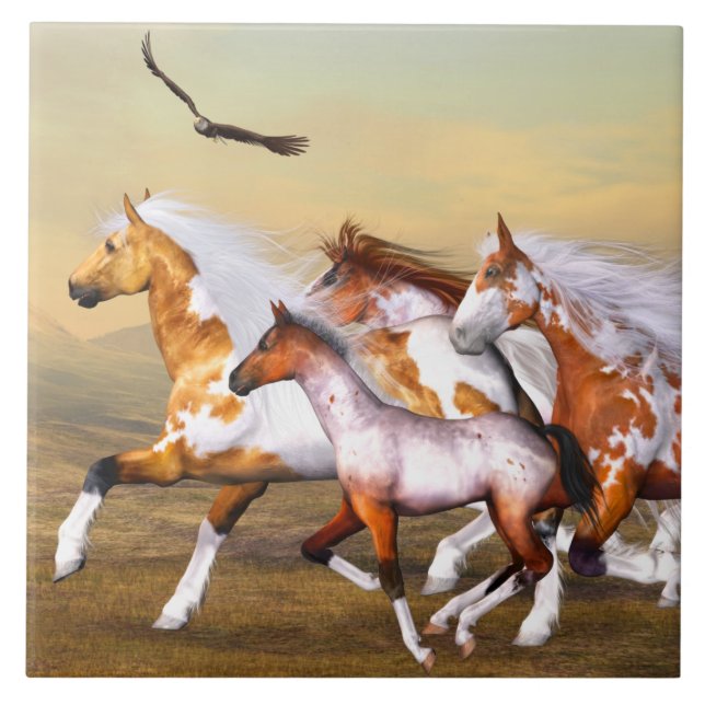 Carreau En Céramique Carrelage de troupeau de Cheval sauvage (Devant)