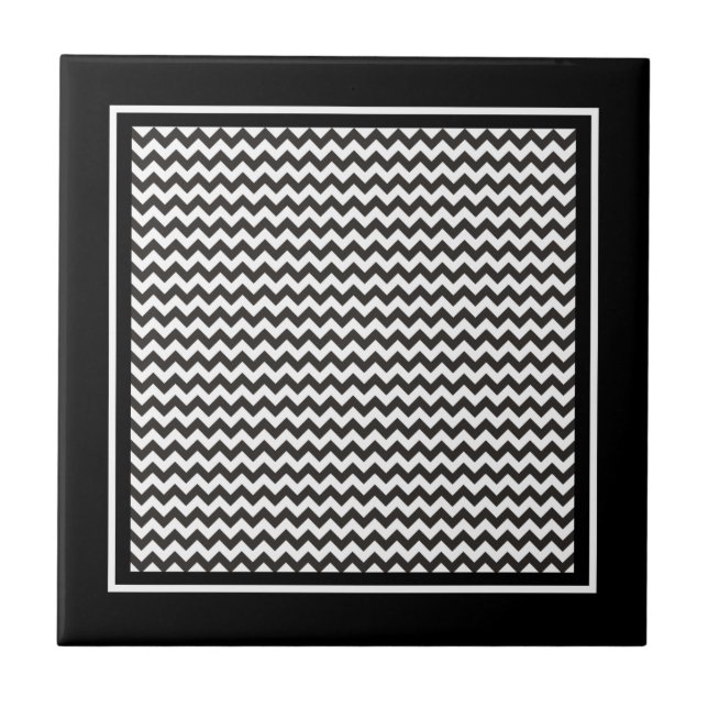 Carreau En Céramique Carrelage en céramique, Motif Chevron noir et blan (Devant)
