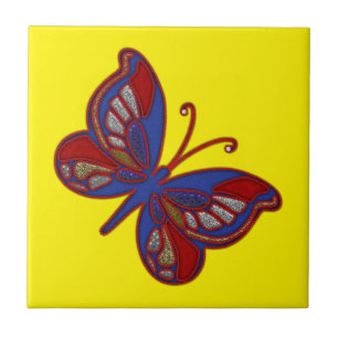Carreau En Céramique Carrelage en céramique rouge blanc bleu papillon-j