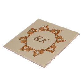 Carreau En Céramique Carrelage - Feuilles en cercle avec initiales