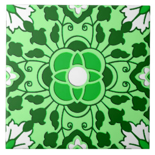 Carreau En Céramique Carrelage marocain floral, émeraude et vert citron