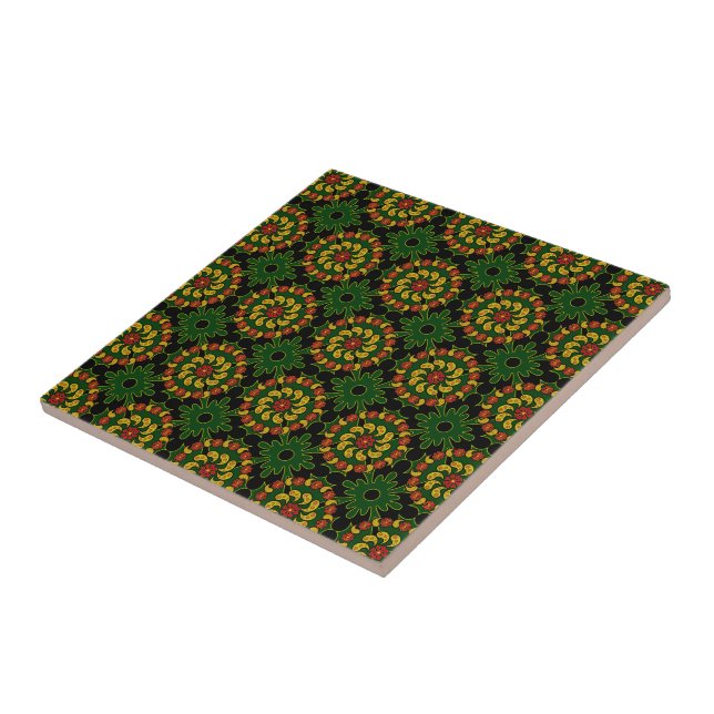 Carreau En Céramique Carrelage Motif Paisley vert (Côté)
