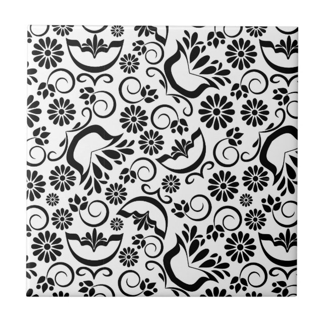 Carreau En Céramique Carrelage noir et blanc élégant (Devant)