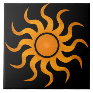 Carreau En Céramique Carrelage noir Soleil Doré - Grand