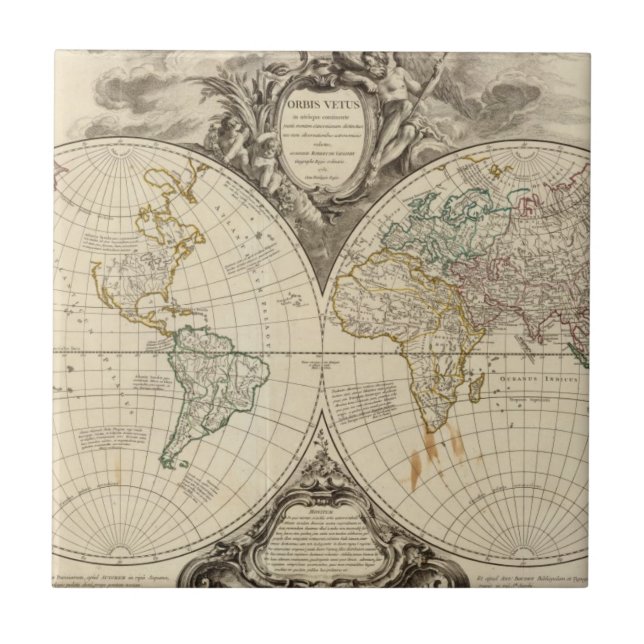 Carreau En Céramique Carte 8 du monde (Devant)