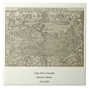 Carreau En Céramique Carte antique du monde par SebastiAn Münster circ
