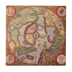 Carreau En Céramique Carte antique du pôle Nord par Mercator