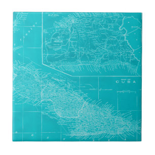 Carreau En Céramique Carte Blue Cuba
