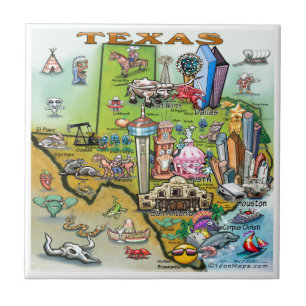 Carreau En Céramique Carte d'amusement du Texas