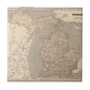 Carreau En Céramique Carte d'atlas du Michigan