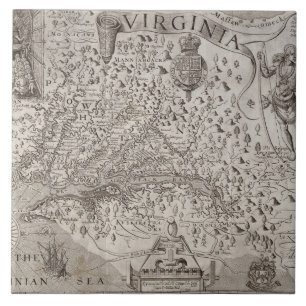 Carreau En Céramique Carte de la Virginie, découverte et décrite par