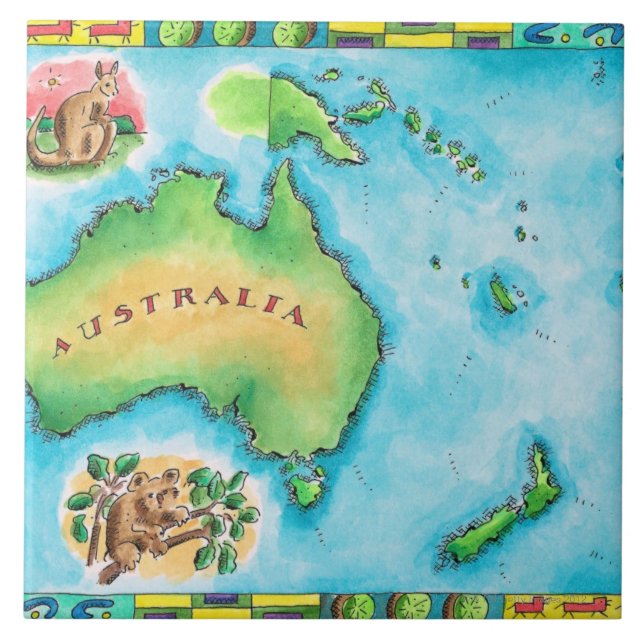 Carreau En Céramique Carte de l'Australie (Devant)