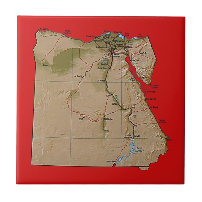 Carreau En Céramique Carte de l'Égypte (Devant)