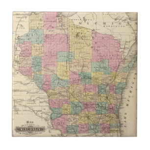 Carreau En Céramique Carte de l'état du Wisconsin