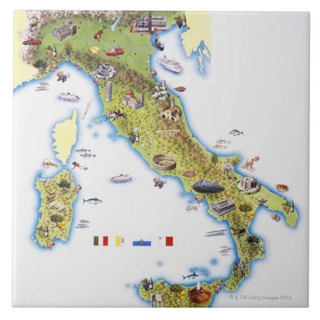 Carreau En Céramique Carte de l'Italie (Devant)