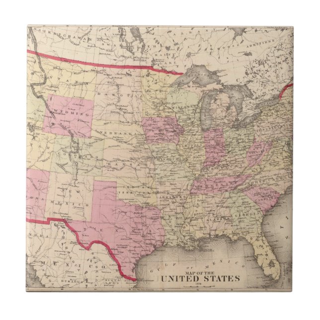 Carreau En Céramique Carte des Etats-Unis 5 (Devant)