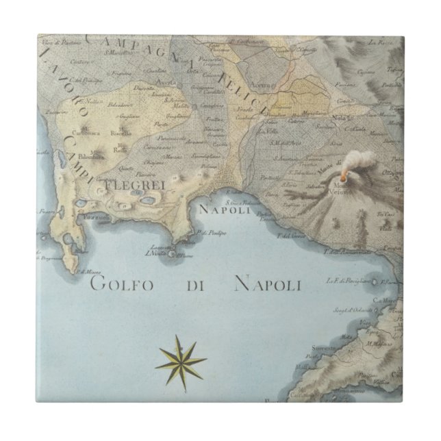 Carreau En Céramique Carte du Golfe de Naples et d'abords (Devant)