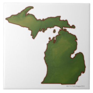 Carreau En Céramique Carte du Michigan 4