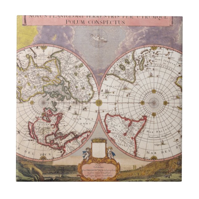 Carreau En Céramique Carte du monde antique (Devant)